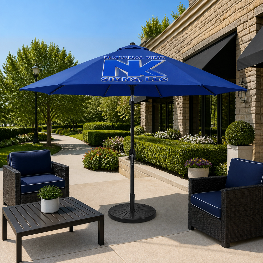 Print Solution Plus branded square cover 1000 x 1000: 9' Outdoor Aluminum Patio Umbrella (Dye-Sublimation)