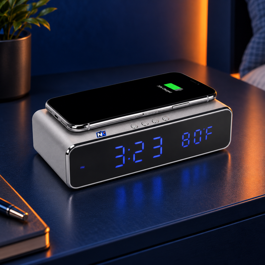 Print Solution Plus square cover 1000 x 1000: Wireless Charger Alarm Clock with Thermostat — batch 05