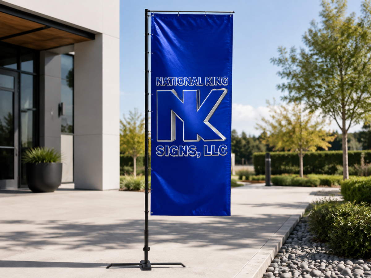 Print Solution Plus AI branded hero 2026-09-06: Premium Rectangle Flags