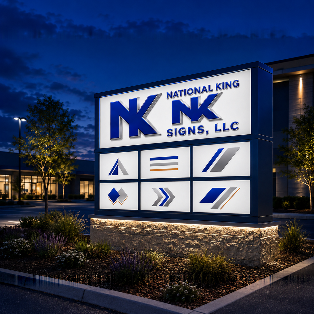 Print Solution Plus branded square cover 1000 x 1000: Illuminated Multi-Tenant Monument Sign