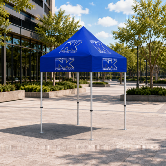 Print Solution Plus branded square cover 1000 x 1000: Premium Aluminum 5' Tent Kit (Full-Bleed Dye Sublimation) 17" Valance